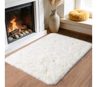 iEvery Small Rugs for Living Room 60x110 cm - Fluffy Shaggy Area Rug for Bedroom Beside Rug, Soft Non Slip High Pile Modern Floor Carpet for Kids Room, Cream White