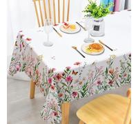 iEvery Spring Summer Floral Tablecloth Wipe Clean, Wipeable Table Cloth Rectangular Waterproof Stain-Resistant Polyester Table Cover for Dinning Kitchen Patio Outdoor Home Decoration 110x140cm