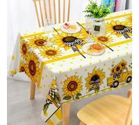 iEvery Sunflower Tablecloth Wipe Clean 140x300cm, Wipeable Rectangular Table Cloth Waterproof Stain-Resistant Polyester Table Cover for 10-12 Seater Dining Kitchen Patio Garden Party Outdoor Decor