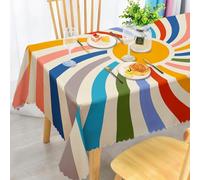 iEvery Sunshine Table Cloth Wipe Clean, Wipeable Sun Rainbow Tablecloth Rectangular Waterproof Stain-Resistant Polyester Table Cover for Kitchen Patio Garden Outdoor Home Decor 140x180cm
