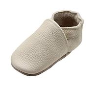 iEvolve Baby Leather Shoes Soft First Walker Shoes Crib Shoes Moccasins for Toddlers(Pure Beige, 18-24 Months)