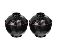 Iewroyt 2PCS Miso Soup Bowls Traditional Japanese Bowls Lightweight Rice with Lid Food Grade Plastic Black and Red Ramen Bowl for Serving Rice Noodle
