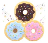 Iewroyt 3Pcs Donut Dog Toy, 6 Inch Bite Squeaker Sound Dog Donut Toy with Exquisite Embroidery, Interactive Soft Plush for Small Medium and Large Dogs