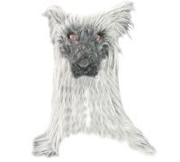 Iewroyt Halloween Werewolf Mask Breathable Latex Wolf Mask Horror Scary with Shawl Furs Hair Halloween for, Carnival, Costume Party, Haunted House, Grey, Latex