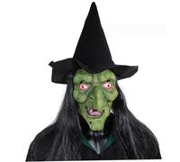 Iewroyt Old Woman Witch Mask with Hat Halloween DIY Free Size Creepy Scary Mask for Adult Realistic Halloween for Cosplay Costume Haunted House