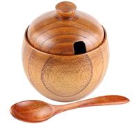 Iewroyt Wooden Salt Box with Lid, 150ml Salt Cellar with Lid and Spoon, Easy Clean Containers for Countertop, Holder for Pepper Sugar or Seasonings