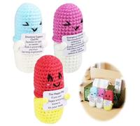 iewrtcin 3 Pieces Mini Plush Knitted Wool Doll Emotional Support Funny Gifts,Positive Pickle Women Gifts,Crochet Emotional for Kids Adults (Healing Capsules)