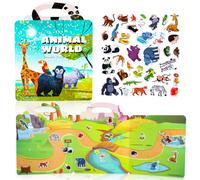 Iewrtcin Animal World Sticker Book, Reusable Animal Sticker Books for 2 3 4 5 Year Olds Toddlers, Waterproof Kids Sticker Activity Books for 2+ Year Olds for 2+ Year Olds Boys Girls