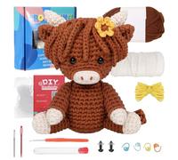 iewrtcin Brown Cow Crochet Kit,Crochet Starter Kits for Beginners Adults