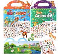 iewrtcin Dinosaur Sticker Book, Animal Sticker Book, Reusable Sticker Books for 2 3 4 5 6 Year Olds, 360+ Pcs Stickers, Kids Sticker Activity Books for 2+ Year Olds Boys and Girls Gifts