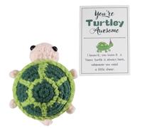 iewrtcin Funny Positive Animals Turtle Crochet, 2.95 Inch Creative Worry Dolls with Affirmation Cards, Wool Knitted Emotional Support Plush Gift for Birthday Party Decoration