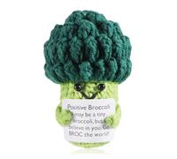 iewrtcin Funny Positive Broccoli, 3 Inch Crochet Worry Dolls with Cheer Up Card, Hand Stitched Knitted Vegetable Emotion Support Toy Gift for Birthday Gifts For Women