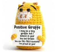 iewrtcin Funny Positive Giraffe Doll, Knitted Doll with Positive Card, Emotional Support Animal of Cute Encouraging Gift for Kids Adults
