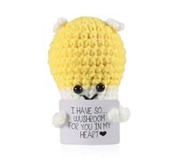 iewrtcin Funny Positive Mushroom Crochet, 3.34 Inch Knitted Handmade Worry Dolls with Encouragement Cards, Wool Emotional Supports Plush Gift for Birthday Party Home Decoration
