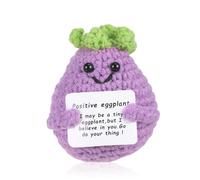 iewrtcin Funny Potato Doll With Positive Card, Mini Plush Knitted Wool Doll, Cute Encouraging Gift For Kids Adults (Eggplant)