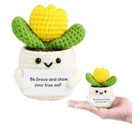 iewrtcin Funny Potato Doll With Positive Card, Mini Plush Knitted Wool Doll Positive Crochet Succulent Tulip Gifts Emotional Support Gift for Kids Adults