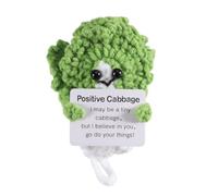 iewrtcin Mini Funny Positive Cabbage, Creative 3.14in Knitted Wool Pocket Dolls With Encouragement Card, Handmade Crochet Emotional Support Plush Gift for Birthday Party Decoration