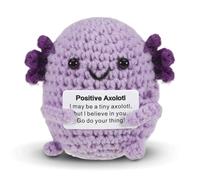 iewrtcin Positive Crochet Axolotl Thank You Gift, Mini Cute Stuff Knitted Doll, Motivational Plush With Affirmation Card, Thank You Teacher Gifts, Emotional Support Animal Gifts for Women