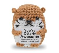 iewrtcin Positive Crochet Otter Thank You Gift, Mini Emotional Support Plush, Cute Knitted Sea Otter Toy, Cheer Up Gift Thank You Teacher Gifts for Friends & Coworkers, Gifts for Women