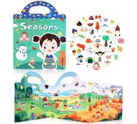 iewrtcin Seasons Sticker Book, Reusable Sticker Books for Toddlers, Waterproof Kids Sticker Books for 2 Year Olds, Sticker Activity Books for Boy Girl