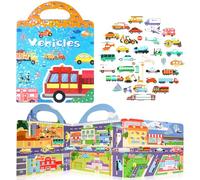 iewrtcin Vehicle Sticker Book, Reusable Sticker Books for Toddlers, Waterproof Kids Stickers Books for 2+ Year Olds, Stickers Book for 2+ Year Olds Boy Girl