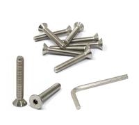 iexcell 10 Pcs 3/8-16 x 2-1/2" Stainless Steel 304 Hex Socket Flat Head Cap Screws Bolts Kit
