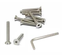 iexcell 10 Pcs 3/8-16 x 2-5/8" Stainless Steel 304 Hex Socket Flat Head Cap Screws Bolts Kit
