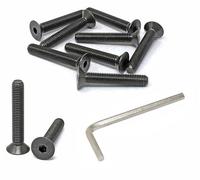 iexcell 10 Pcs M10 x 60mm Thread Pitch 1.5 mm Alloy Steel 12.9 Grade Hex Socket Flat Head Cap Screws Bolts Kit, Black Oxide Finish
