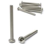 iexcell 10 Pcs M8 x 80mm Thread Pitch 1.25 mm Stainless Steel 304 Phillips Drive Pan Head Screws Bolts, Bright Finish