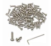 iexcell 100 Pcs #6-32 x 1/2" Stainless Steel 304 Hex Socket Button Head Cap Screws Bolts, Bright Finish, with Hex Key Spanner