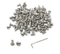 iexcell 100 Pcs #6-32 x 1/4" Stainless Steel 304 Hex Socket Button Head Cap Screws Bolts, Bright Finish, with Hex Key Spanner