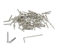 iexcell 100 Pcs M2 x 16mm Thread Pitch 0.4 mm Stainless Steel 304 Hex Socket Flat Head Cap Screws Bolts Kit