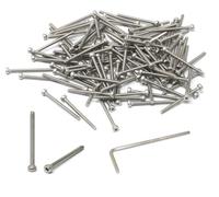 iexcell 100 Pcs M2 x 25mm Thread Pitch 0.4 mm Stainless Steel 304 Hex Socket Head Cap Screws Bolts, Bright Finish, with Hex Key Spanner