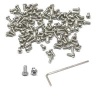 iexcell 100 Pcs M2 x 4mm Thread Pitch 0.4 mm Stainless Steel 304 Hex Socket Button Head Cap Screws Bolts, Bright Finish, with Hex Key Spanner