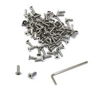 iexcell 100 Pcs M3 x 10 Thread Pitch 0.5 mm Stainless Steel 304 Hex Socket Flat Head Cap Screws Bolts Kit