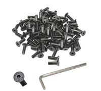 iexcell 100 Pcs M3 x 10mm Thread Pitch 0.5 mm Alloy Steel 12.9 Grade Hex Socket Flat Head Cap Screws Bolts Kit for Screw Fix, Black Oxide Finish