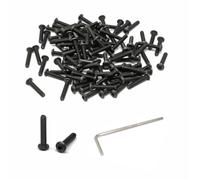 iexcell 100 Pcs M3 x 16mm Thread Pitch 0.5 mm Stainless Steel 304 Hex Socket Button Head Cap Screws Bolts, Black Oxide Finish, with Hex Key Spanner