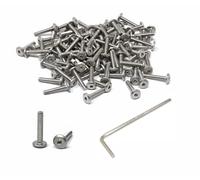 iexcell 100 Pcs M3 x 16mm Thread Pitch 0.5 mm Stainless Steel 304 Hex Socket Flat Head Cap Screws Furniture Screws Bolts, Bright Finish, Come with Hex Key Spanner
