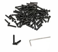 iexcell 100 Pcs M3 x 18mm Thread Pitch 0.5 mm Stainless Steel 304 Hex Socket Button Head Cap Screws Bolts, Black Oxide Finish, with Hex Key Spanner