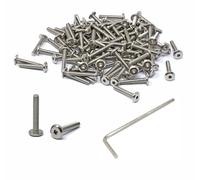 iexcell 100 Pcs M3 x 18mm Thread Pitch 0.5 mm Stainless Steel 304 Hex Socket Flat Head Cap Screws Furniture Screws Bolts, Bright Finish, Come with Hex Key Spanner