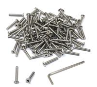 iexcell 100 Pcs M3 x 20 Thread Pitch 0.5 mm Stainless Steel 304 Hex Socket Flat Head Cap Screws Bolts Kit