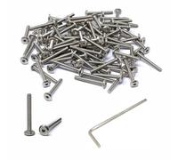 iexcell 100 Pcs M3 x 25mm Thread Pitch 0.5 mm Stainless Steel 304 Hex Socket Flat Head Cap Screws Furniture Screws Bolts, Bright Finish, Come with Hex Key Spanner