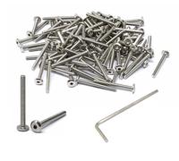 iexcell 100 Pcs M3 x 30mm Thread Pitch 0.5 mm Stainless Steel 304 Hex Socket Flat Head Cap Screws Furniture Screws Bolts, Bright Finish, Come with Hex Key Spanner