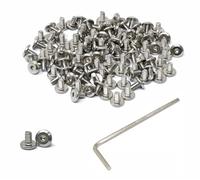 iexcell 100 Pcs M3 x 5mm Thread Pitch 0.5 mm Stainless Steel 304 Hex Socket Flat Head Cap Screws Bolts Furniture Bolts, Bright Finish, with Hex Key Spanner