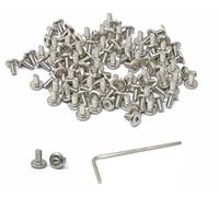 iexcell 100 Pcs M3 x 6mm Thread Pitch 0.5 mm Stainless Steel 304 Hex Socket Flat Head Cap Screws Bolts Furniture Bolts, Bright Finish, with Hex Key Spanner