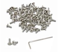iexcell 100 Pcs M3 x 8mm Thread Pitch 0.5 mm Stainless Steel 304 Hex Socket Flat Head Cap Screws Bolts Furniture Bolts, Bright Finish, with Hex Key Spanner