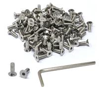 iexcell 100 Pcs M4 x 12mm Thread Pitch 0.7 mm Stainless Steel 304 Hex Socket Flat Head Countersunk Head Cap Screws Bolts, Bright Finish, with Hex Key Spanner