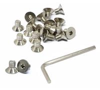 iexcell 20 Pcs M10 x 15mm Thread Pitch 1.5 mm Stainless Steel 304 Hex Socket Flat Head Cap Screws Bolts Kit