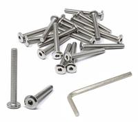 iexcell 20 Pcs M6 x 50mm Thread Pitch 1 mm Stainless Steel 304 Hex Socket Flat Head Cap Screws Furniture Screws Bolts Kit, Head Edge Chamfered, Bright Finish