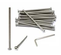 iexcell 25 Pcs M5 x 100mm Thread Pitch 0.8 mm Stainless Steel 304 Hex Socket Flat Head Cap Screws Bolts Furniture Bolts, Bright Finish, with Hex Key Spanner